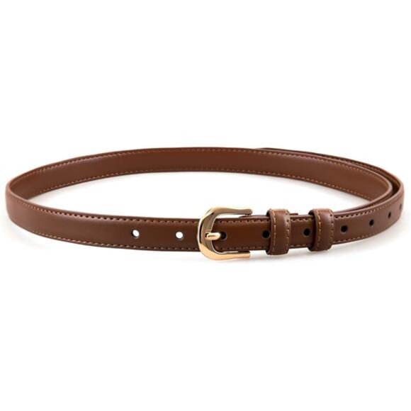 Women\'s Skinny Leather Belt for Jeans Dresses Pants Ladies Thin Soft Waistband main image 4